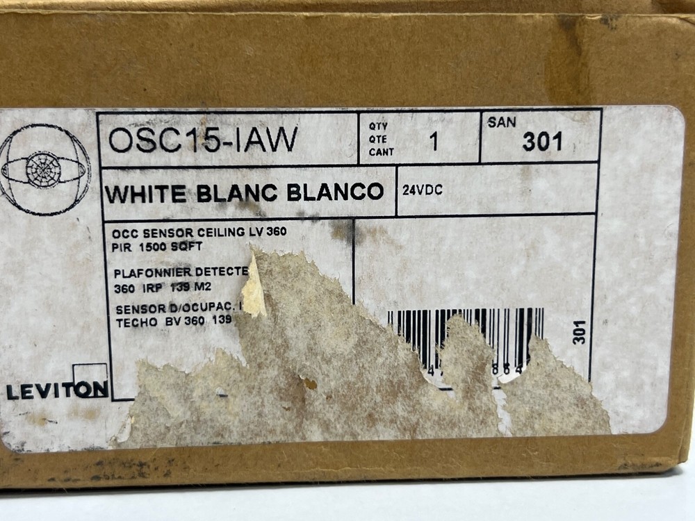 LEVITON OSC15-IAW OCCUPANCY SENSOR CEILING PIR 1500 SQ FT