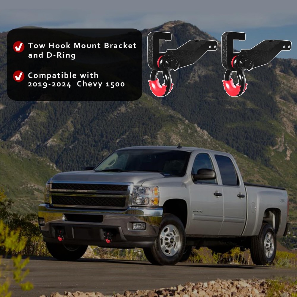 Front Tow Hook Mount Bracket with D-Ring for 2007-2013 Sierra 1500