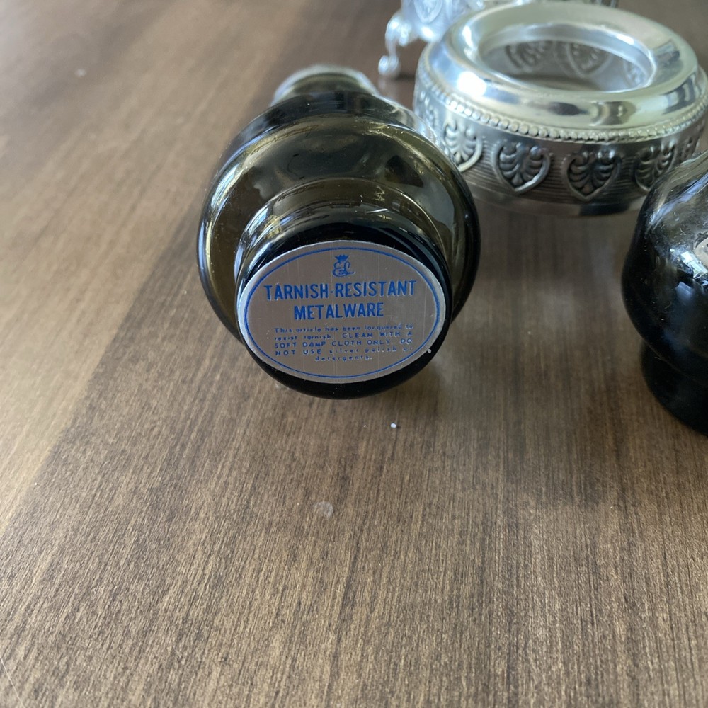 Mid Century Eisenberg Lozano Silverplate Footed Salt & Pepper Cruet Set Handmade