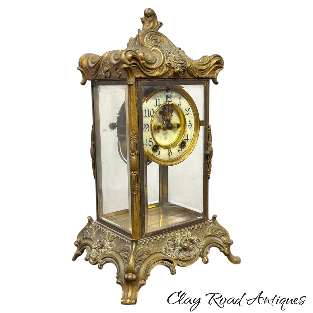 Ansonia Zenith Crystal Regulator Clock W/ Open Escapement - Working - antique