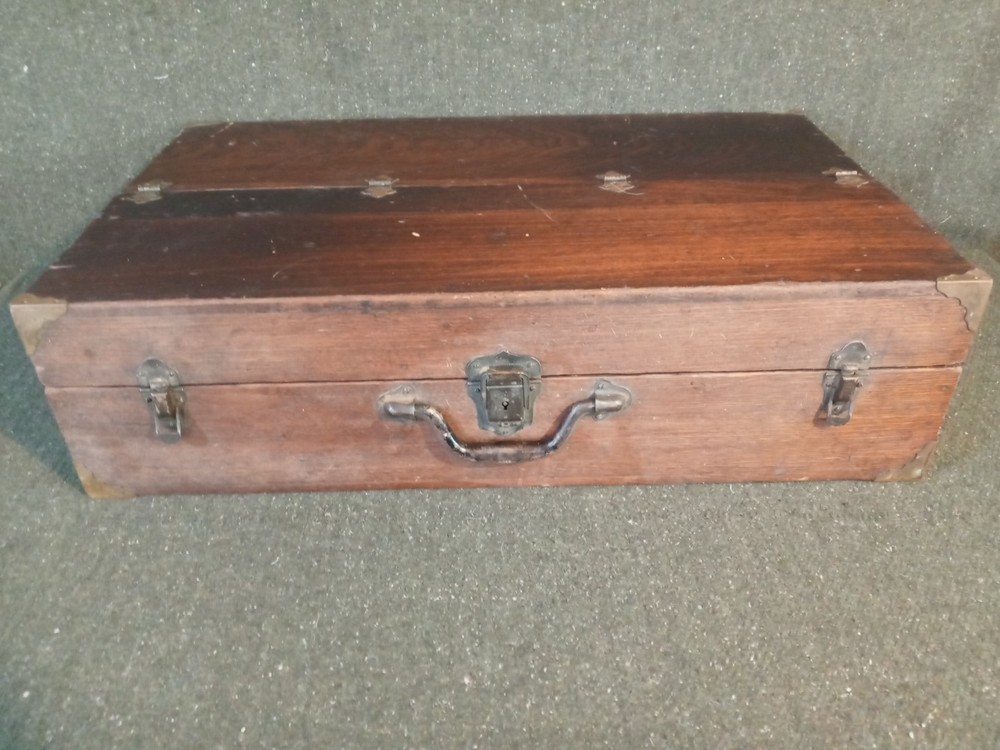Solid Wood 1800's Toolbox Chest w/ Eagle Lock Drawer & Brass Hardware - SUPERB!