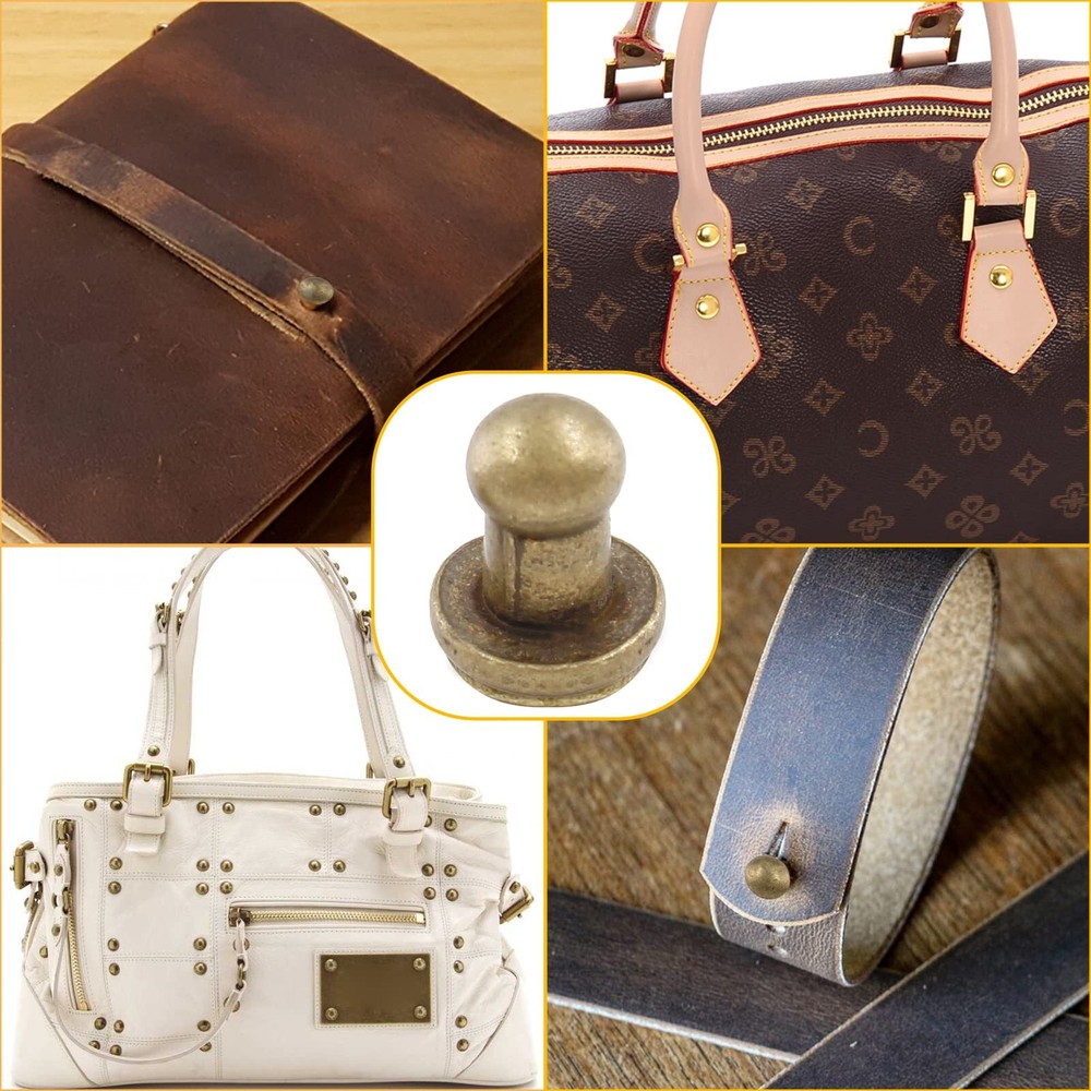 100Set 5mm Round Head Button Studs Bronze Button Stud Screw Leather Button Ri...