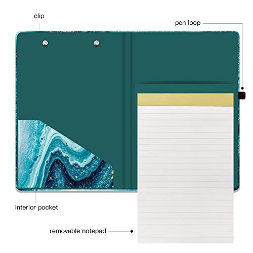 Mini Clipboard Folio with Refillable Lined Notepad and Interior Storage Pocke...