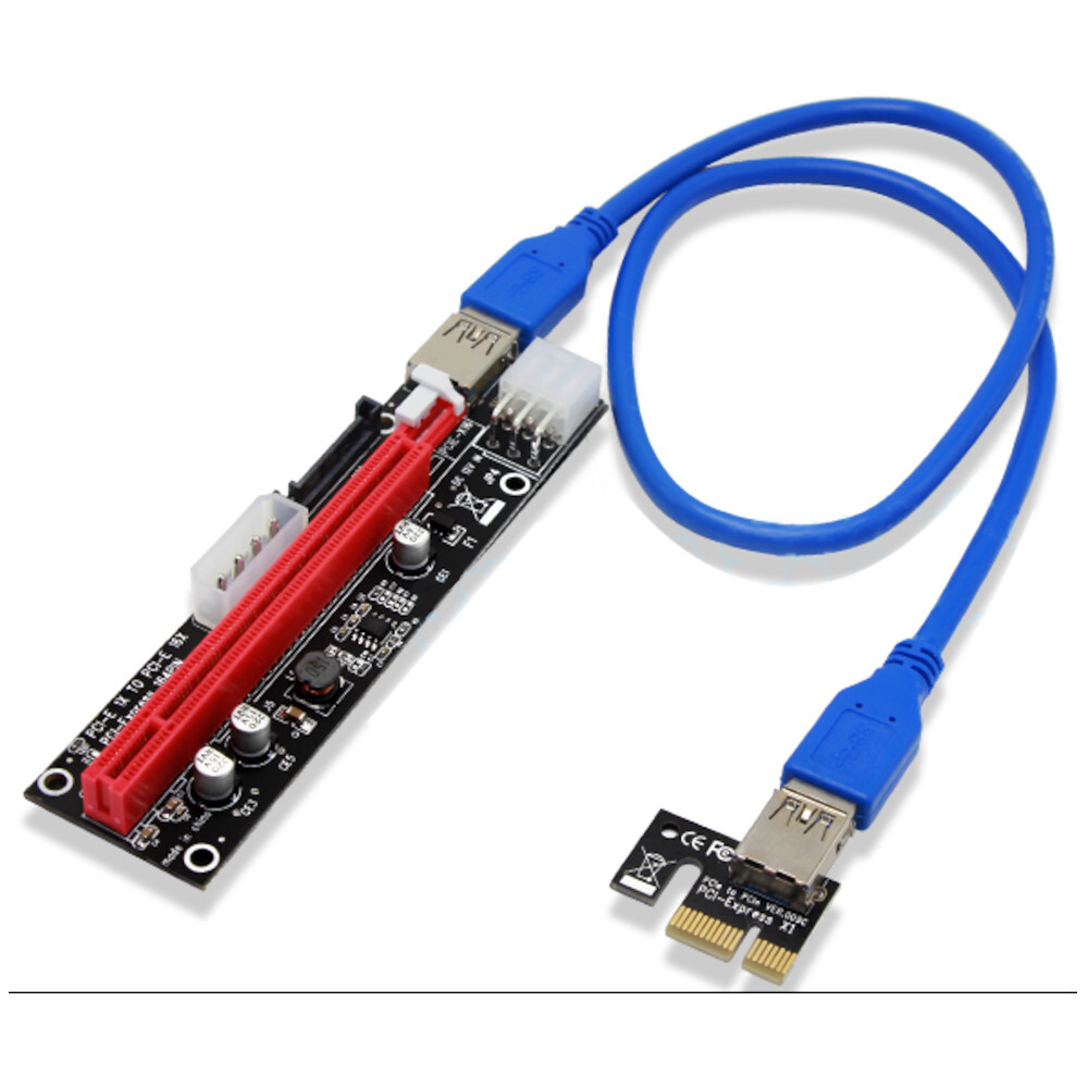 PCI-E 1x to 16x Powered USB3.0 GPU Riser Extender Adapter Card