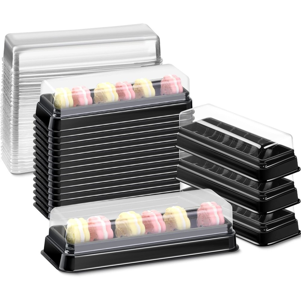 Remerry 100 Pcs Macaron Boxes with Clear Lids Bulk Macaroon Container