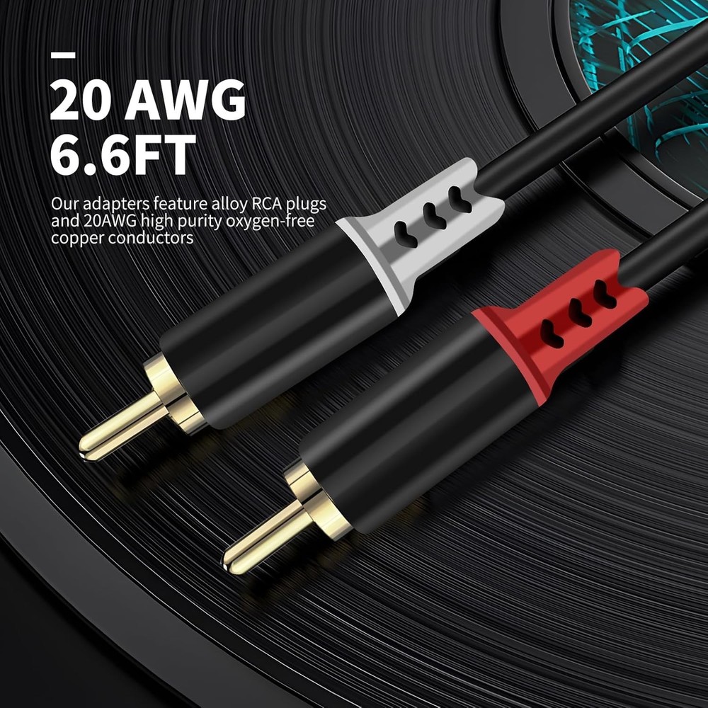 RCA to Speaker Wire Adapter, 2 Bare Cables Plug Adapter - 6.6FT