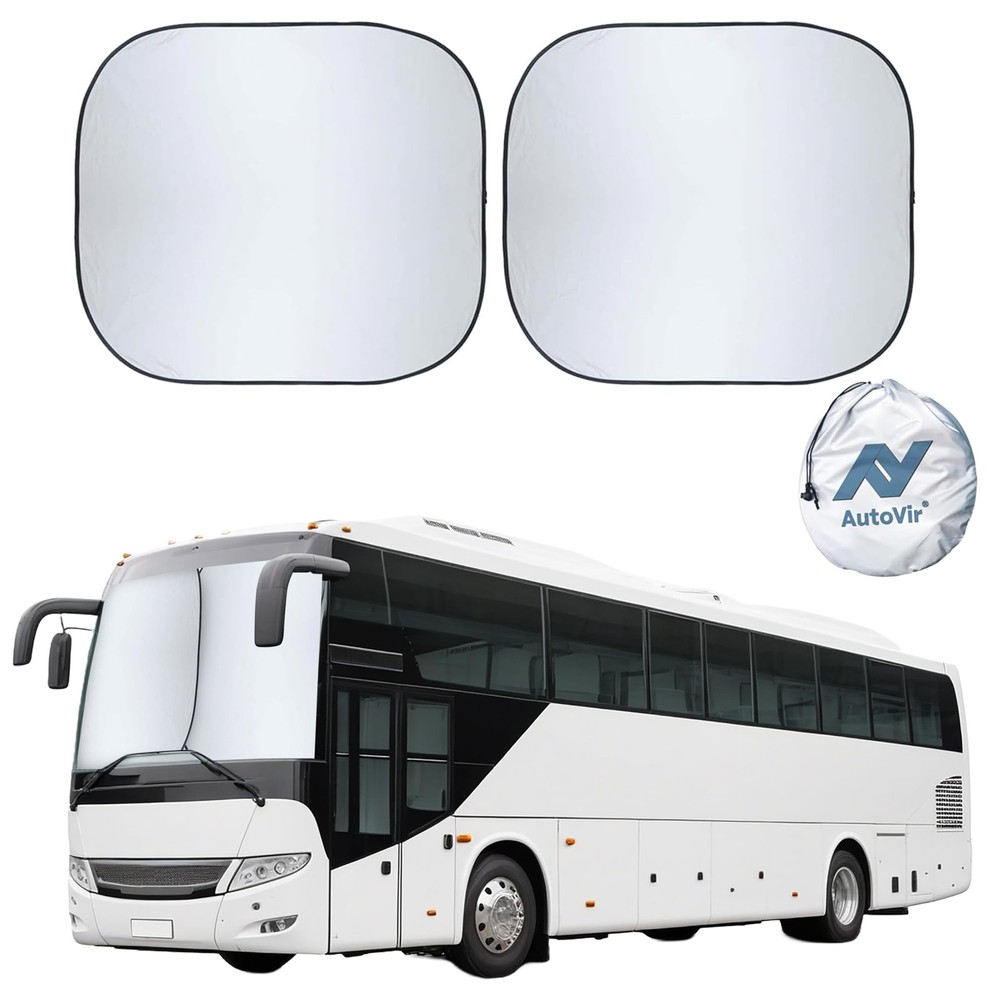 2-Piece RV Windshield Sunshade | Reflective 240T Polyester Front Windshield S...