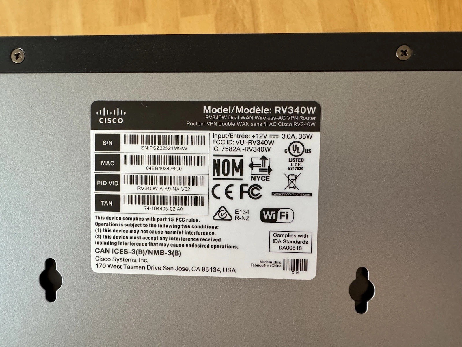 Cisco RV340W Wireless AC Dual WAN Gigabit VPN Router With Original Power Supply