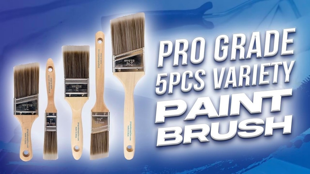 Versatile Paint Brush Set - 5-Piece Flat & Angle Brushes for All Surfaces