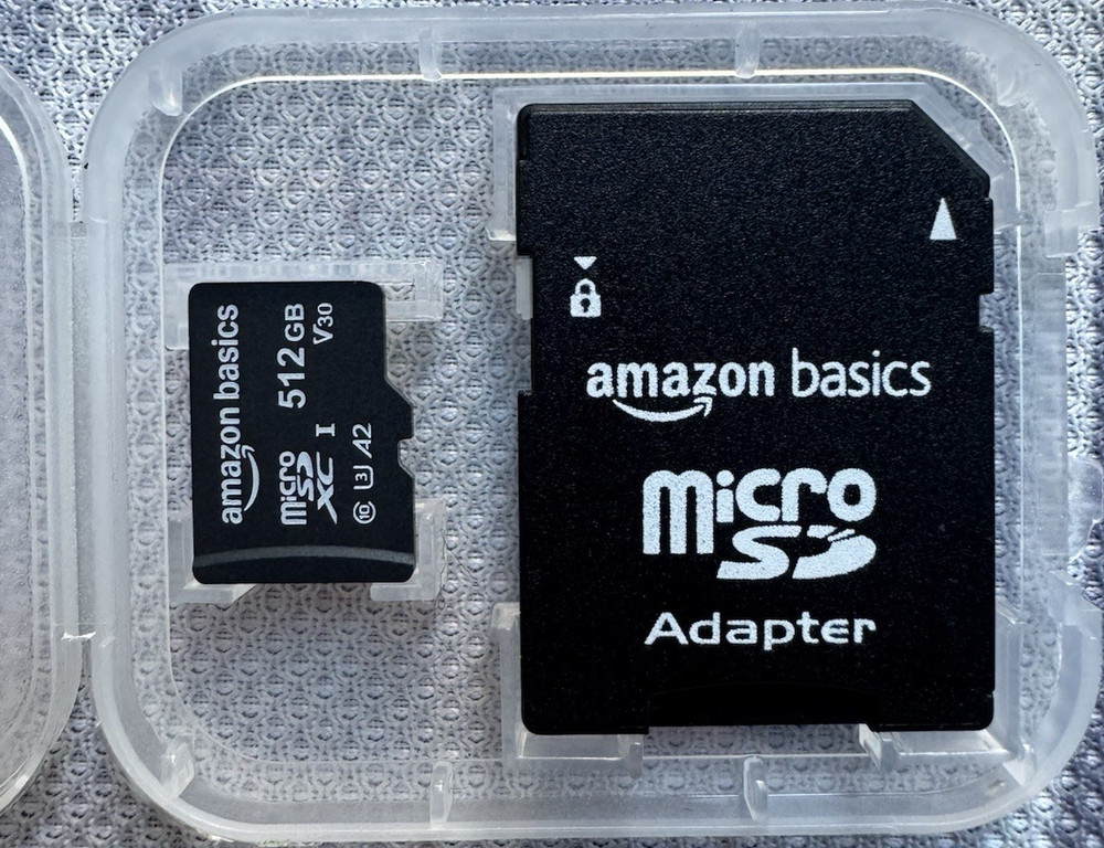 Amazon Basics 512GB microSDXC Memory Card V30 U3 A2 High Speed w/ SD Adapter