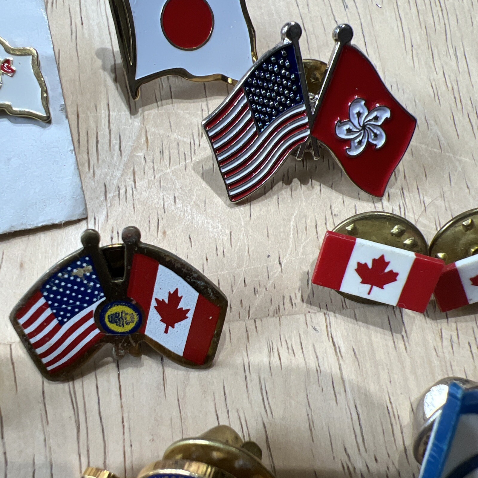 Lot Of 10 Vintage Country Flag Pinbacks