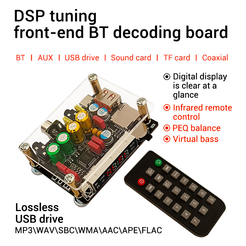 ZK-DAM-K1 DSP Tuning Preamp Bluetooth Decoder Board U Disk Sound Card Decoding