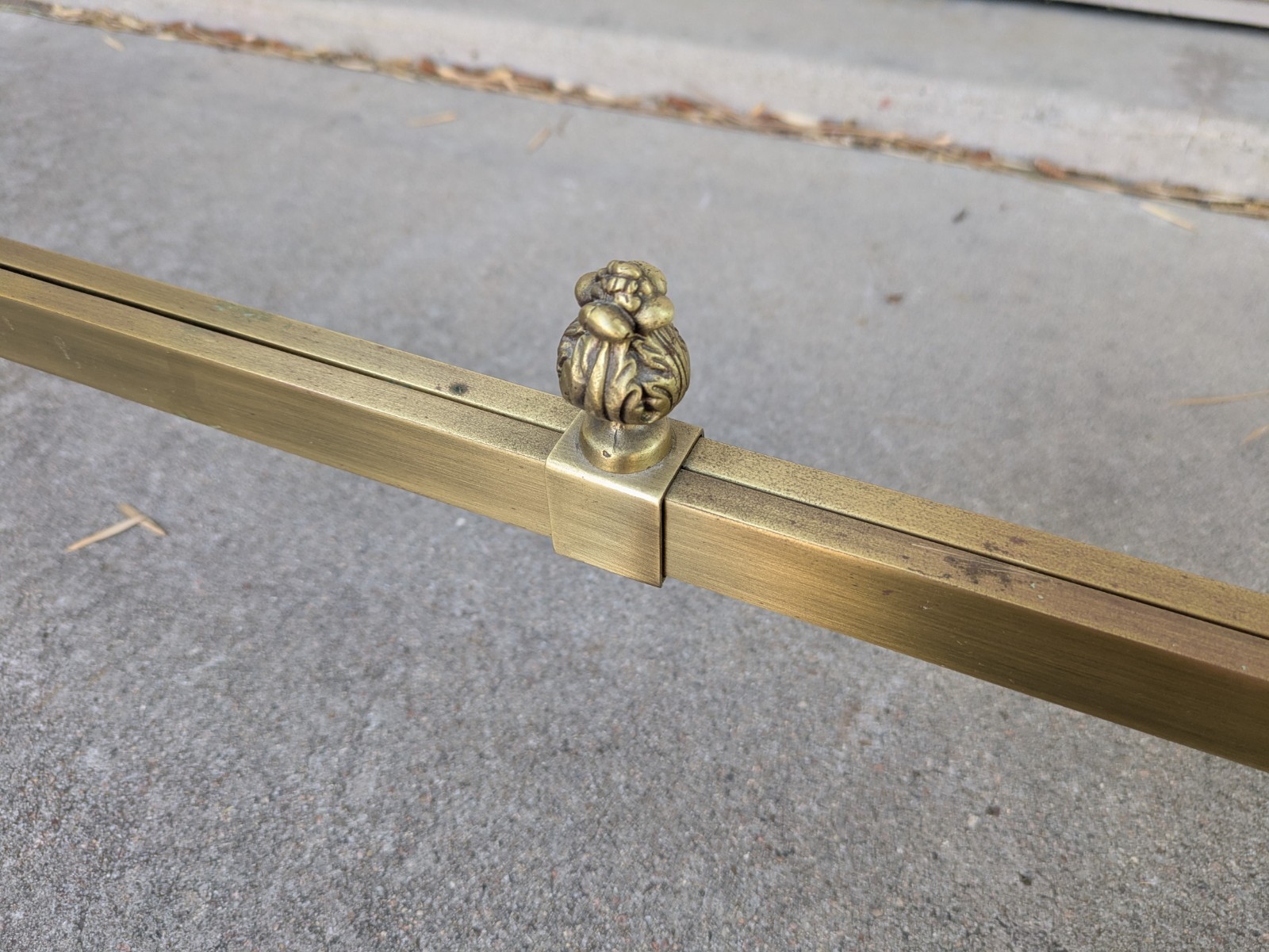 Vintage La Barge Style Glass Brass Console Table Flame Tip Hollywood Regency