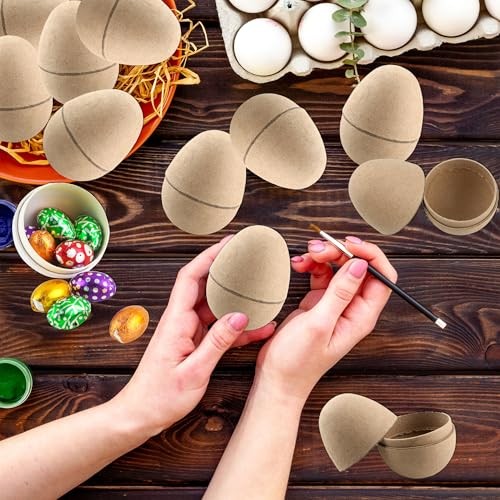 70 Pcs DIY Paper Mache Easter Eggs 3.2 Inch Empty Easter Paper Eggs DIY Easter