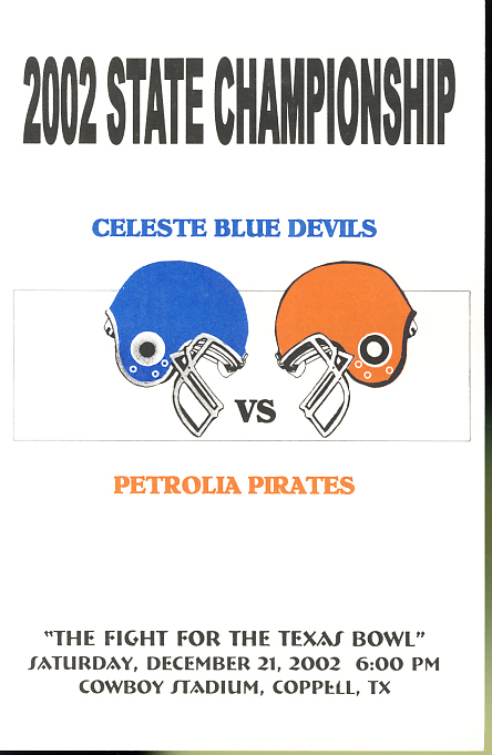 2002 Celeste vs Petrolia State Championship Program