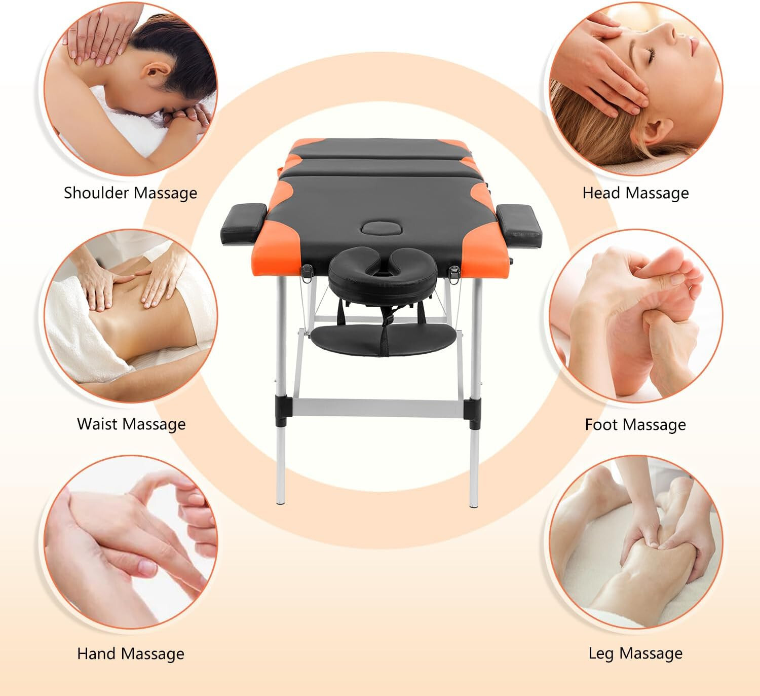 Massage Table Massage Bed 83 inch Spa Bed 3 Folding Portable Massage Table