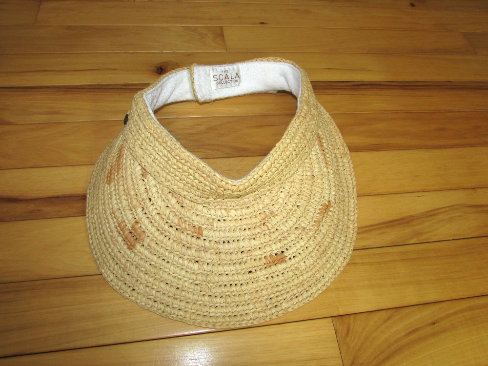 The Scala Collection Yellow Visor Terry Cloth Headband Hook Loop Adjustable