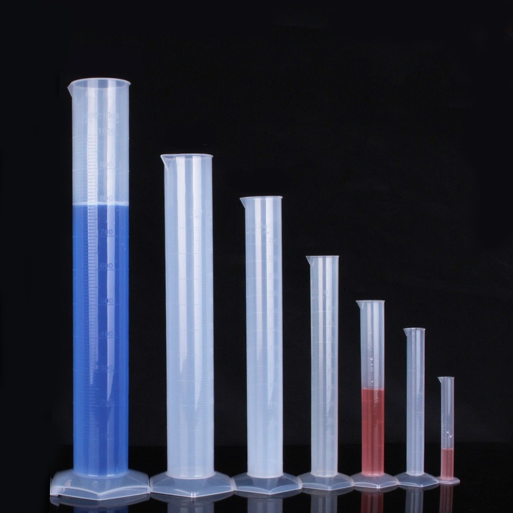 5 Pcs Graduated Measuring Cylinders Plastic Transparent For Laboratory Testing