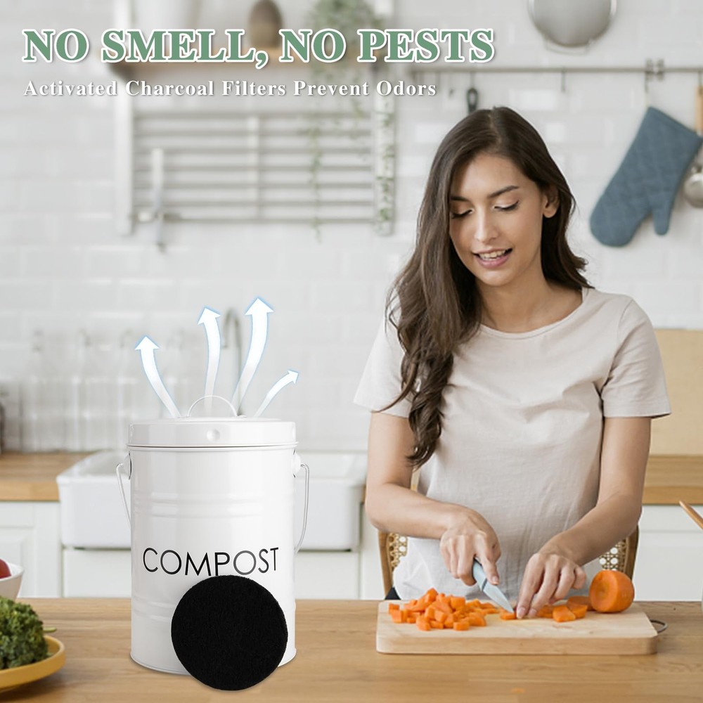 for Kitchen Compost Bin - 12 Pack Activated Carbon for Countertop Bin Pail , ...