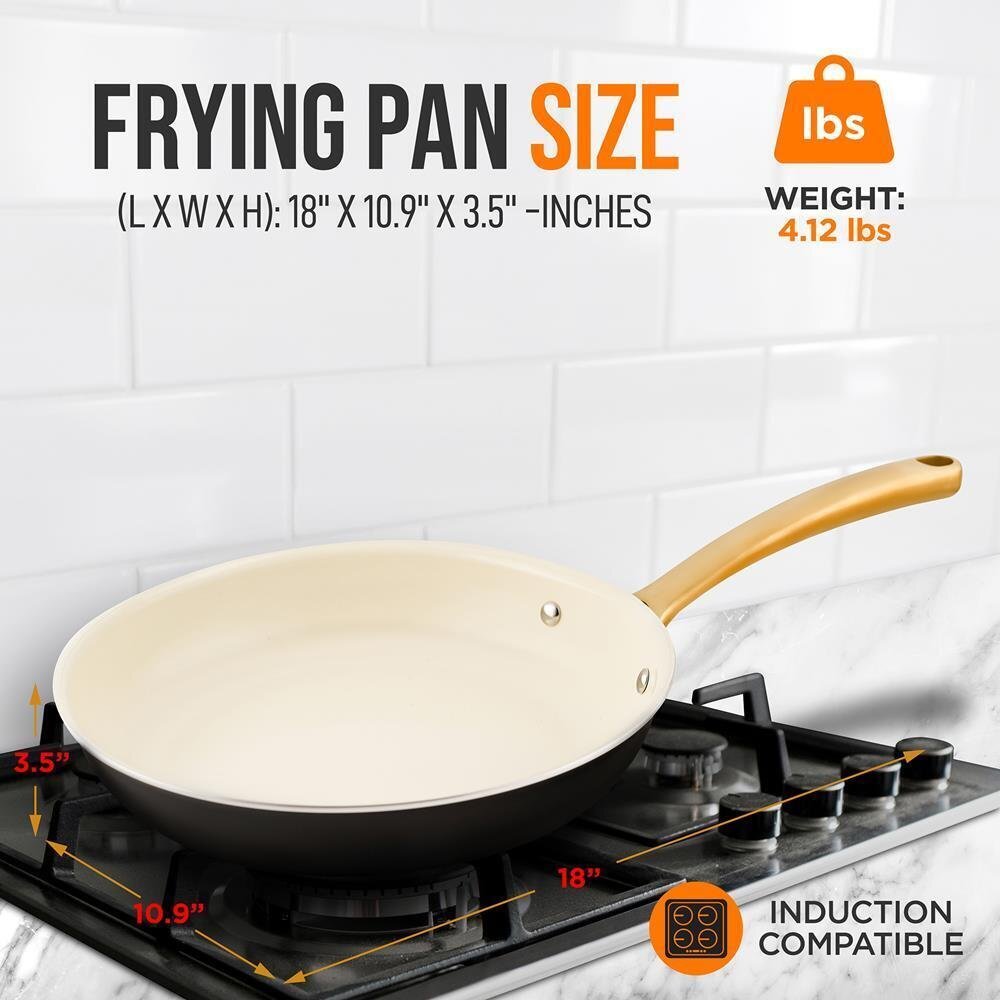 Nutrichef 10'' Medium Fry Pan-Non-stick Pan w/ Silicone Handle Interior
