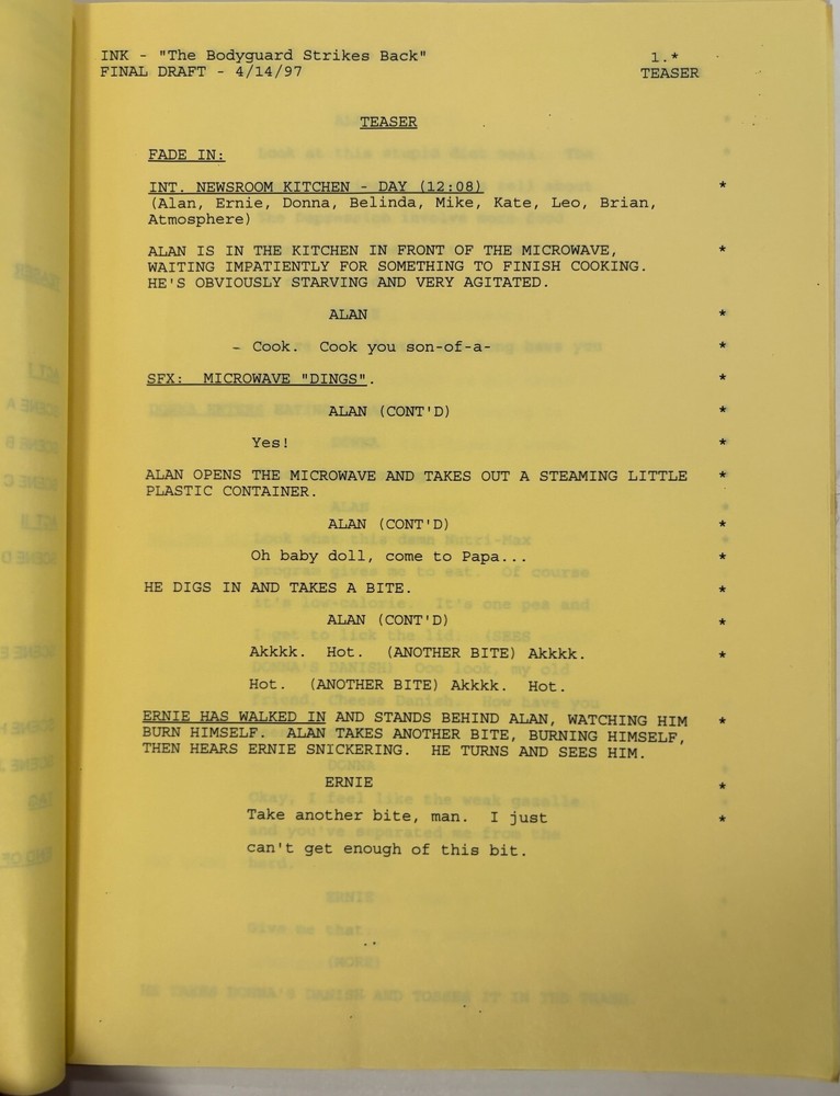 TED DANSON INK TV SCRIPT 1997 ANNOTATED “Bodyguard Strikes Back” Harry Hamlin