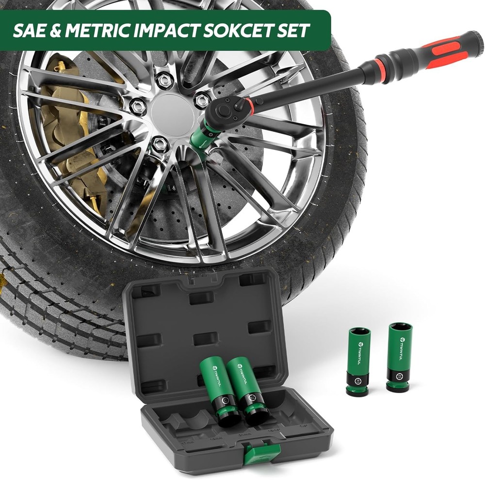 1/2" Wheel Protector Impact Socket Set, 5Pcs Non-Marring Lug Nut Socket Set, CR-