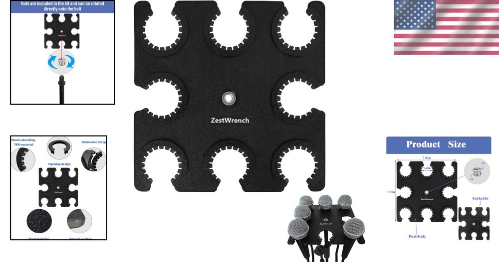Microphone Holder Multi Mic Holder for Wired and Wireless Mics Multiple Micro...