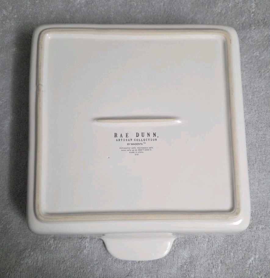 Rae Dunn "BAKE" Square Baking Dish Pan 9"x 9" with Handles EUC!