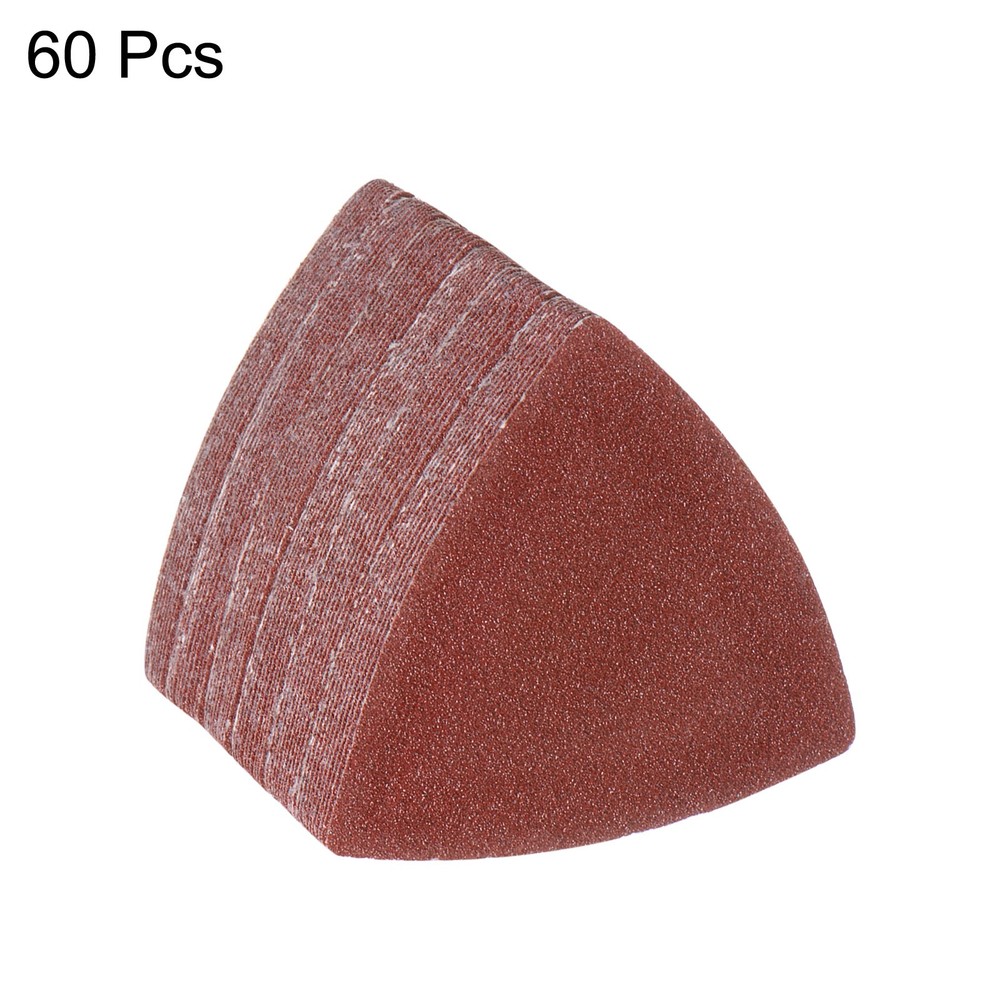 60pcs 80 Grits 80mm Aluminum Oxide Triangular Hook & Loop Sandpapers Pads