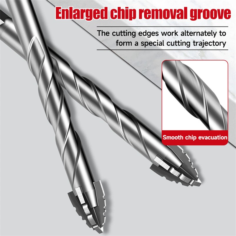 4X Eccentric Drill Bit Set Four-Flute Sawtooth Eccentric Drill Bit High Hardness