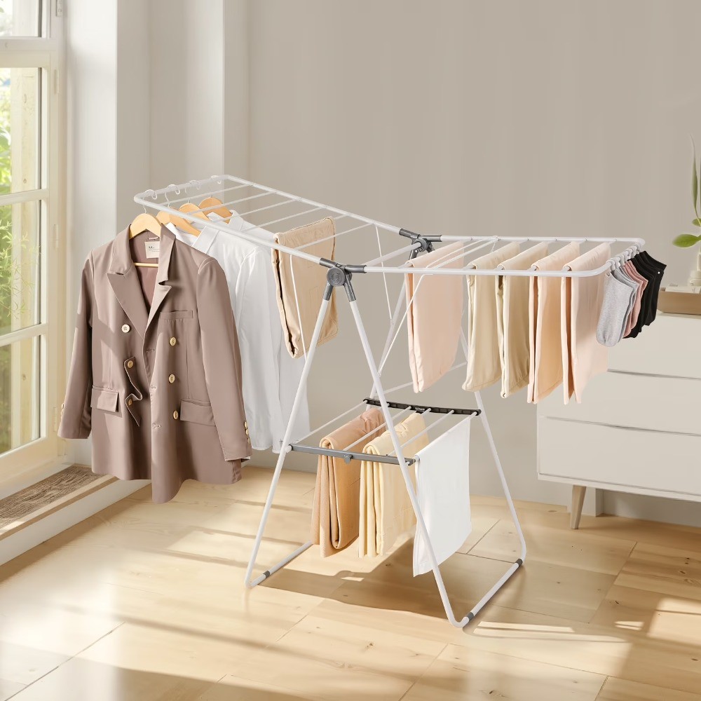2-Tier Clothes Drying Rack, Laundry Rack with Adjustable Height