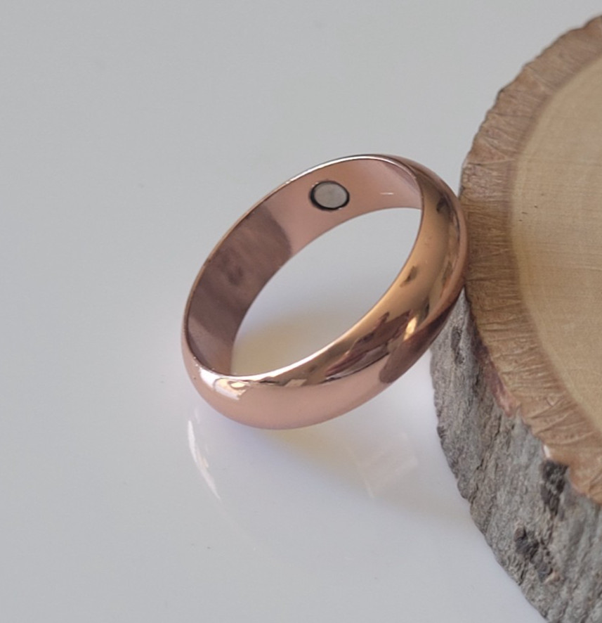 Pure Solid Copper Magnetic Ring - Arthritis Therapy Energy 6 mm Dome Ring