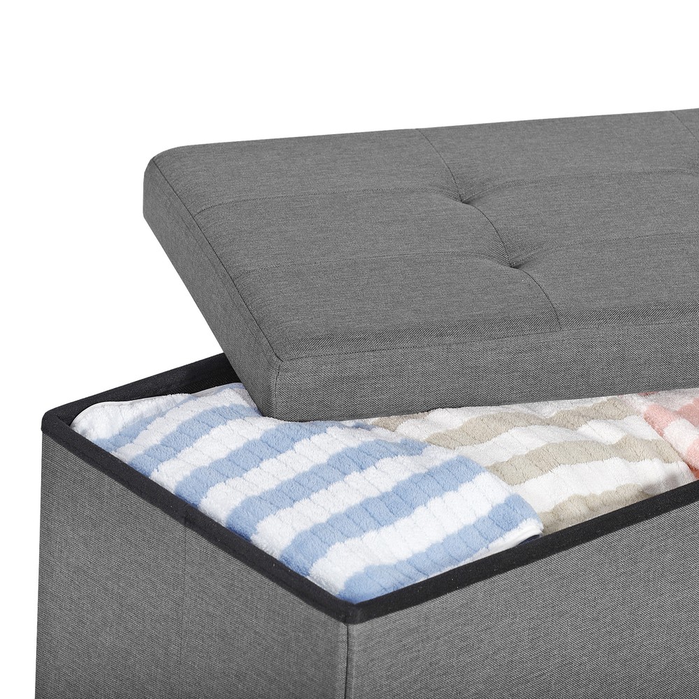 43'' Storage Ottoman Bench Foldable with Hidden Storage FootStool Save Space