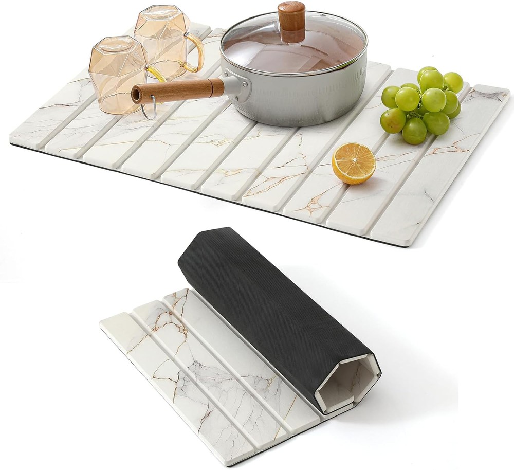Lar Stone Drying Mat for Kitchen Counter - Qui Drying Foldable
