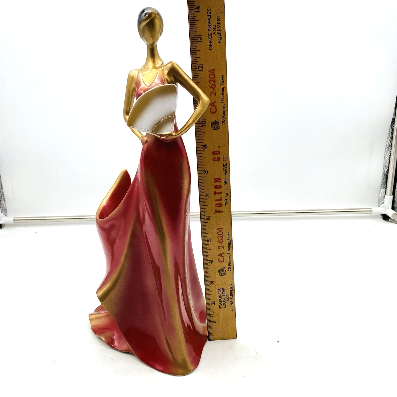 Wine Bottle Holder Stand Elegant Beauty Lady Woman Girl with Fan Made of Resin