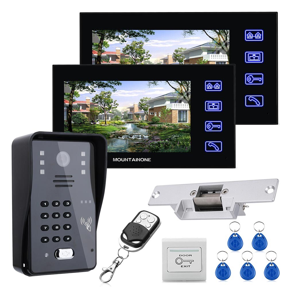1V2 7"  Monitors Video door phone intercom system RFID door access control kit