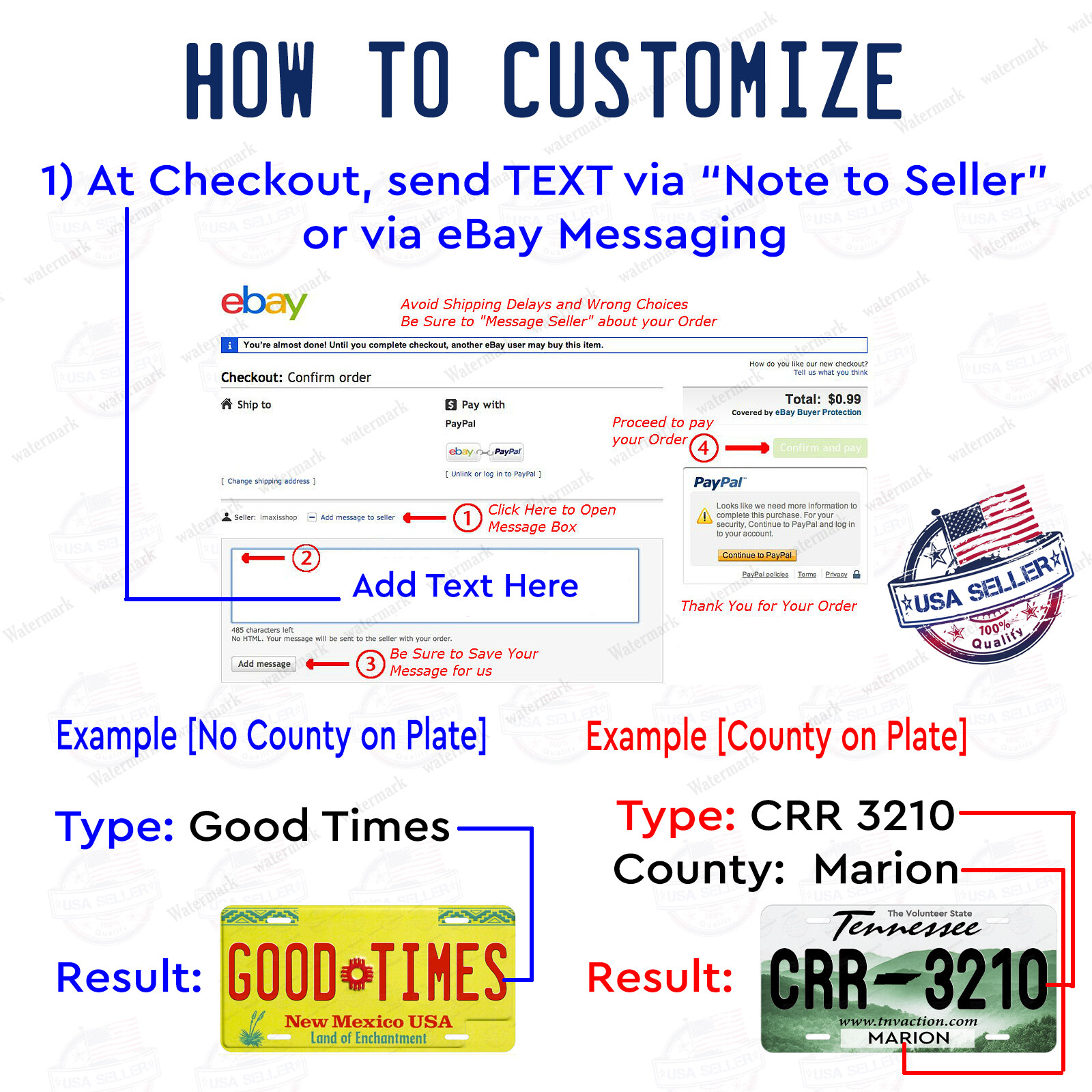 Any State License Plate Tag Personalized Custom Any Text Auto Car Bike Bicycle