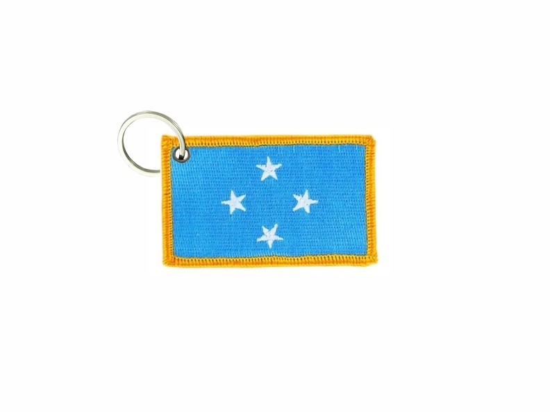 Keychain keyring embroidered embroidery patch double sided flag micronesia