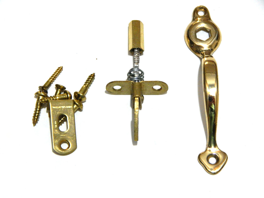 Vintage Brass Push Button Cabinet Hardware Latch For Book Case