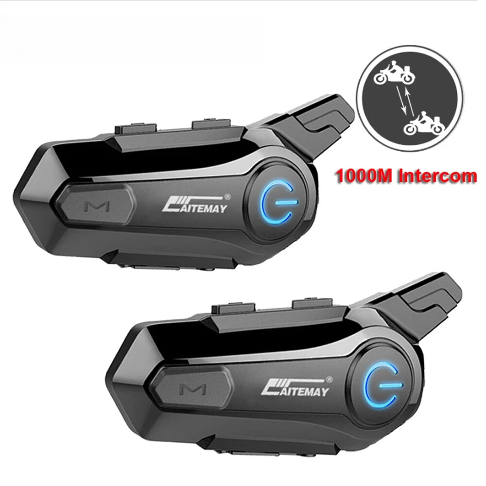 1/2Pcs Bluetooth Moto Helmet Intercom Headset 1000M For 2 Rider Intercomunicador