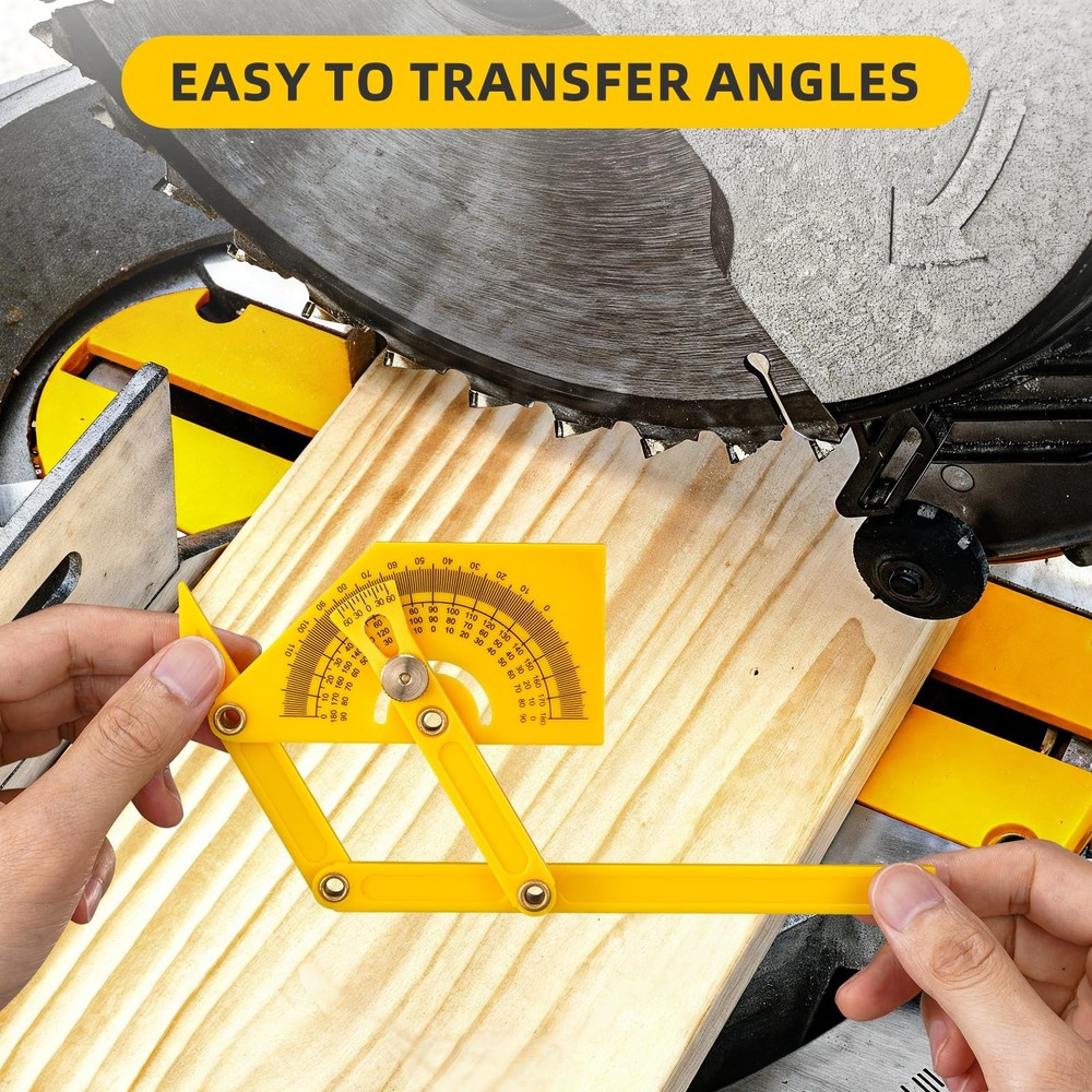 2 Pcs Protractor Angle Finders, Adjustable Protractors 0°-180° with Yellow
