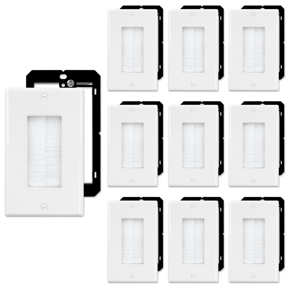 FGB 10 Pack Brush Wall Plate with Low Voltage Mounting Bracket, Cable Pass Th...
