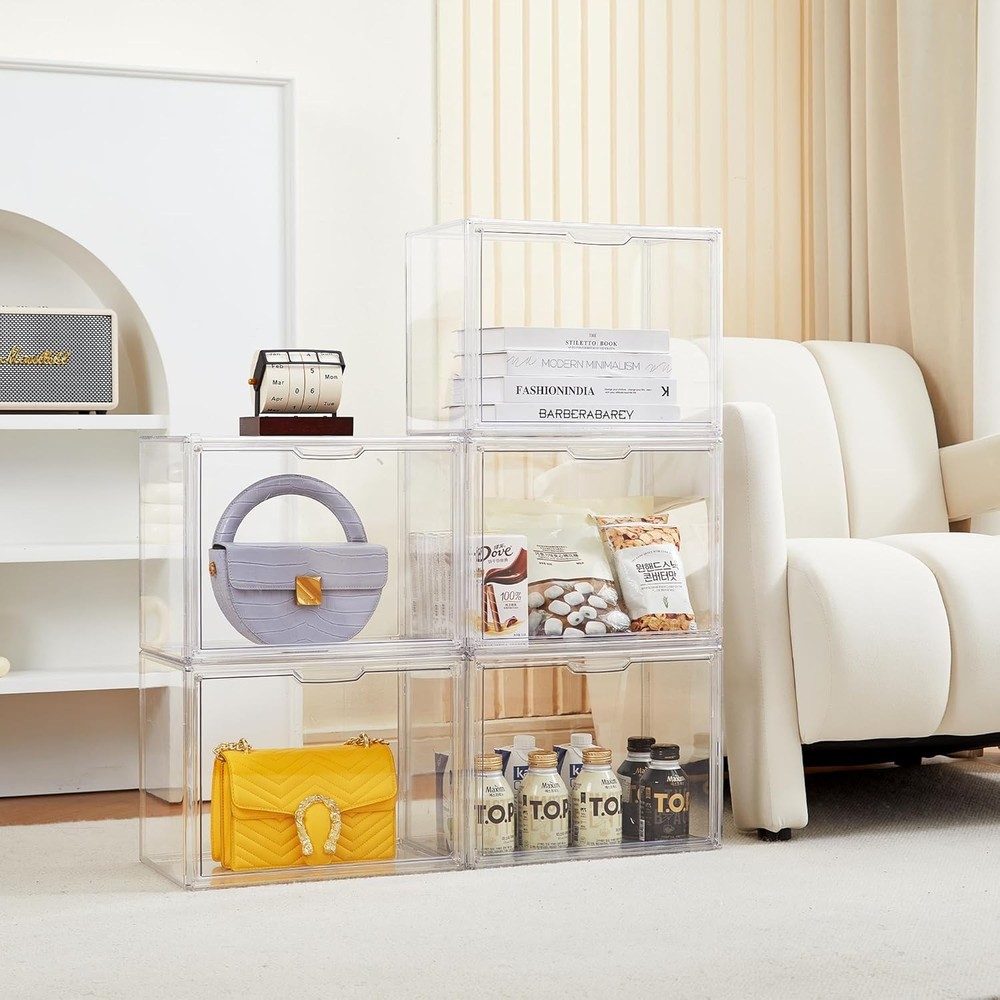 Clear Storage Bins with Lids, 5 Pack Acrylic Display Case 5-pack,