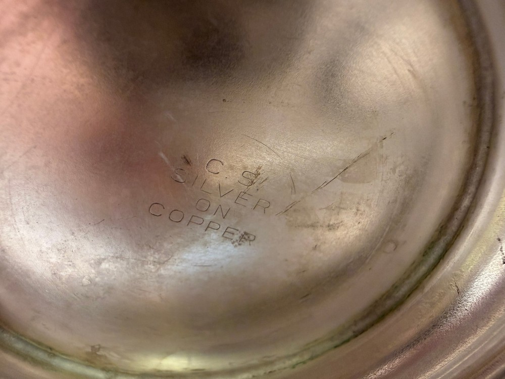 Vintage Silver On Copper Teapot Tea Kettle 8"