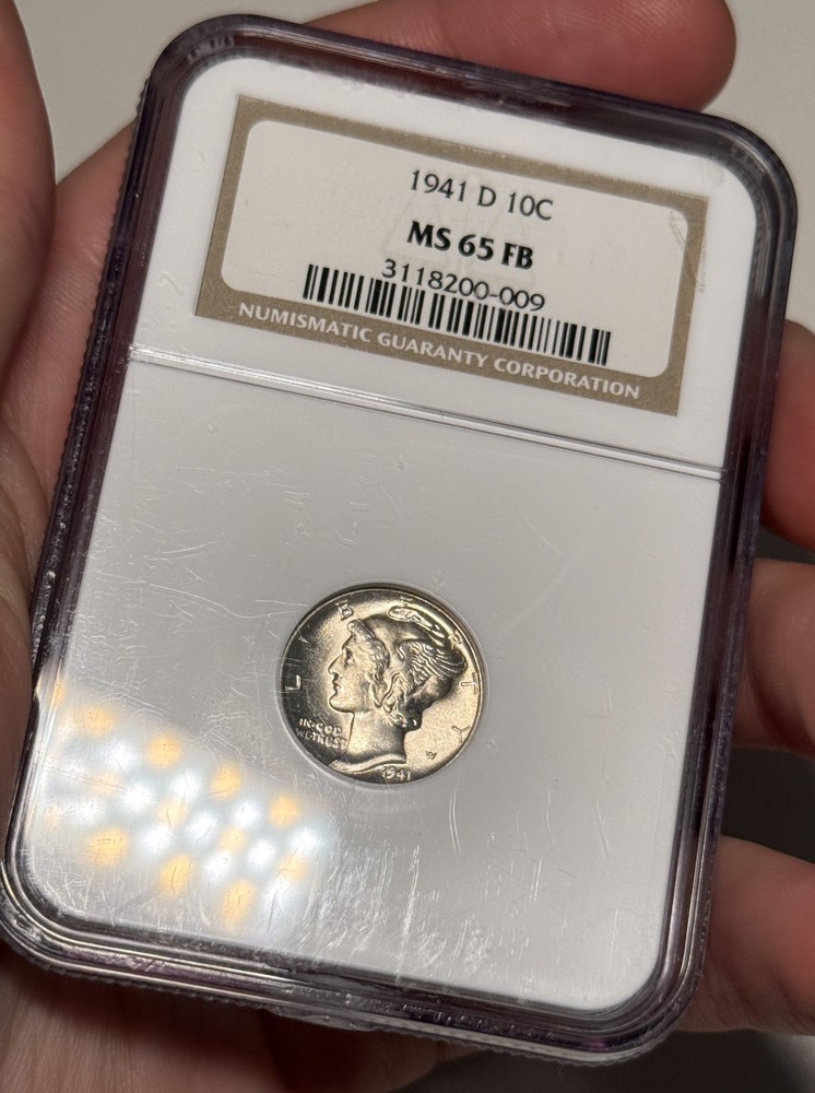 1941-D Mercury Dime NGC MS65FB Blast White Gem BU
