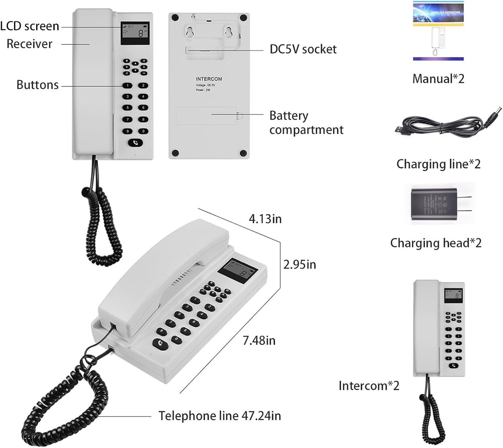Wireless Intercom System for Home and Business 2 Pack Long Range 3280ft