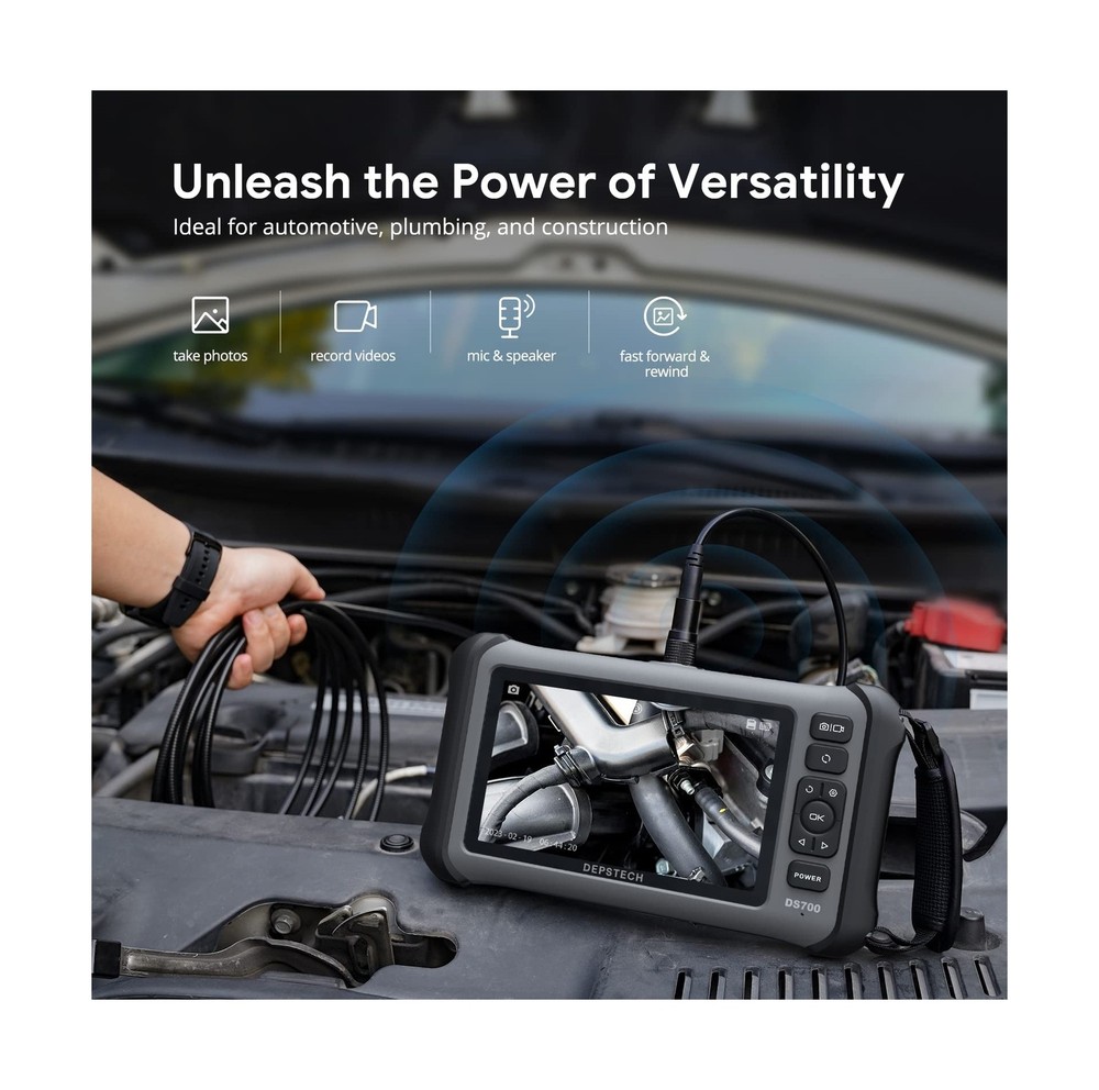 DEPSTECH 7'' IPS Screen Borescope, Triple Lens Endoscope Camera with Light, S...