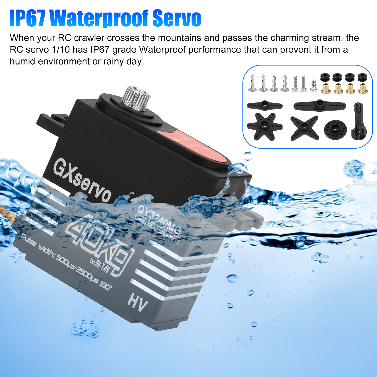 2x40KG Waterproof Metal Gear Digital Servo High Torque Speed for 1/8 1/10 RC Car