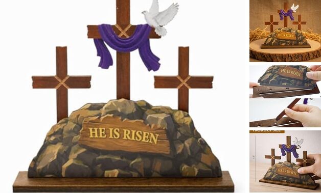 He Is Risen Easter Decorations, He is Risen Decor, Christian home Decor,