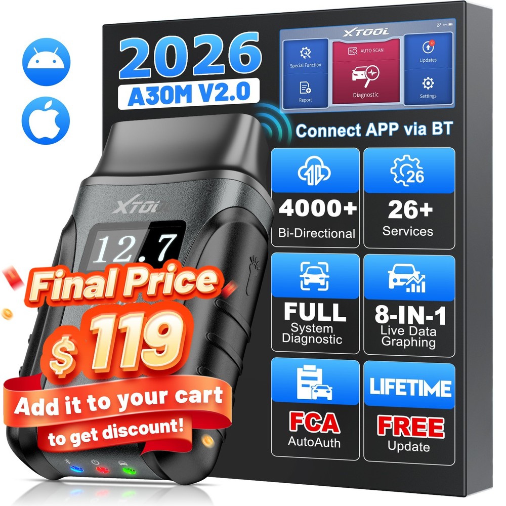 2026 XTOOL A30M V2.0 Bluetooth Bidirectional OBD2 Scanner Full System Diagnostic